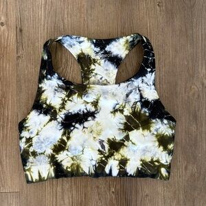 Electric & Rose Tie Dye Black Green White Sports Bras Size S